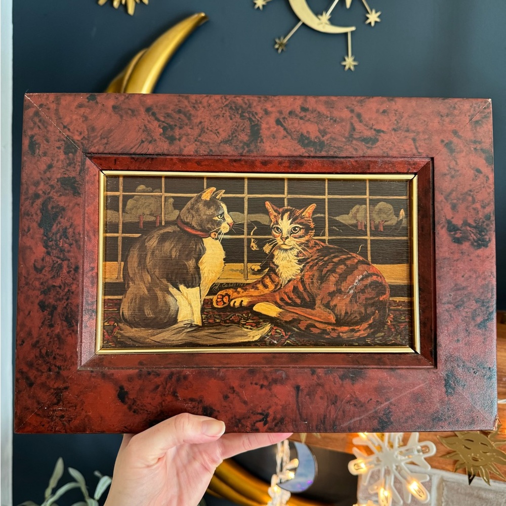 Vintage Framed Cat Picture